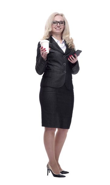 responsible business woman with coffee to take away. - Photo, Image