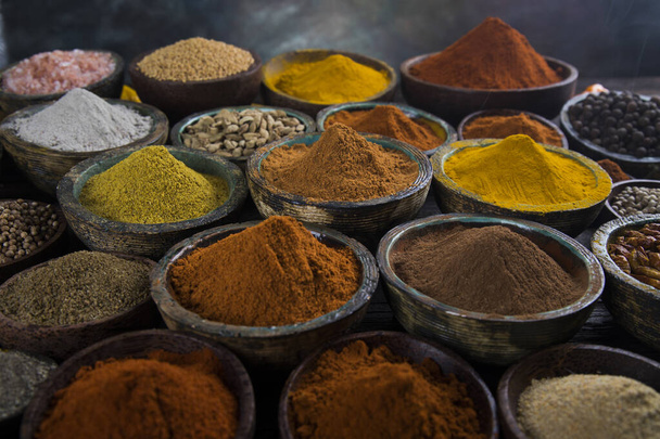 Aromatic spices on wooden background - Photo, Image