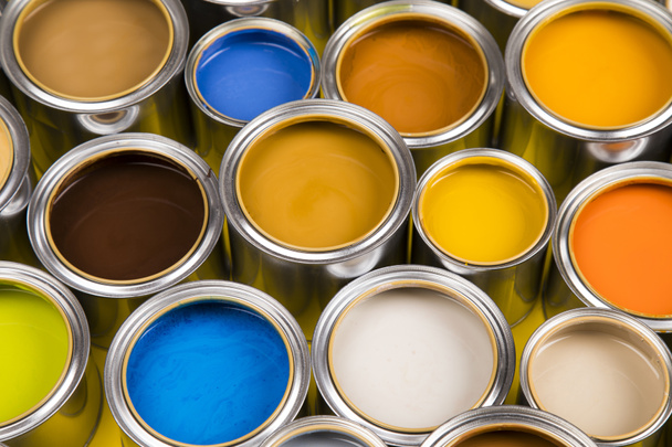 Paint cans color palette and Rainbow colors - Foto, imagen