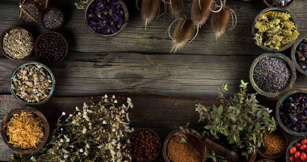 Alternative Medizin, getrocknete Kräuter Hintergrund - Foto, Bild