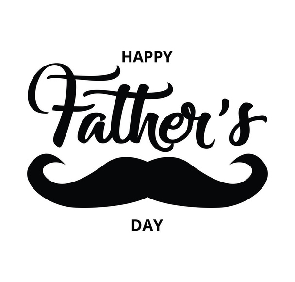 Happy Fathers day on White Background with a Mustache, love dad concept , Vector Illustration - Вектор,изображение
