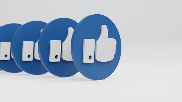 3D Peukalo kolikkopainikkeet peräkkäin oikealta vasemmalle valkoisella pohjalla - pidän siitä - Valokuva, kuva