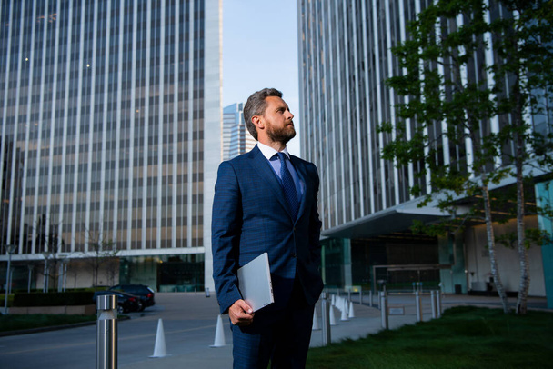 Portrait of businessman standing in a office. - Foto, afbeelding