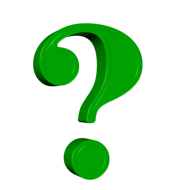 Green question mark in front of white background - Photo, Image