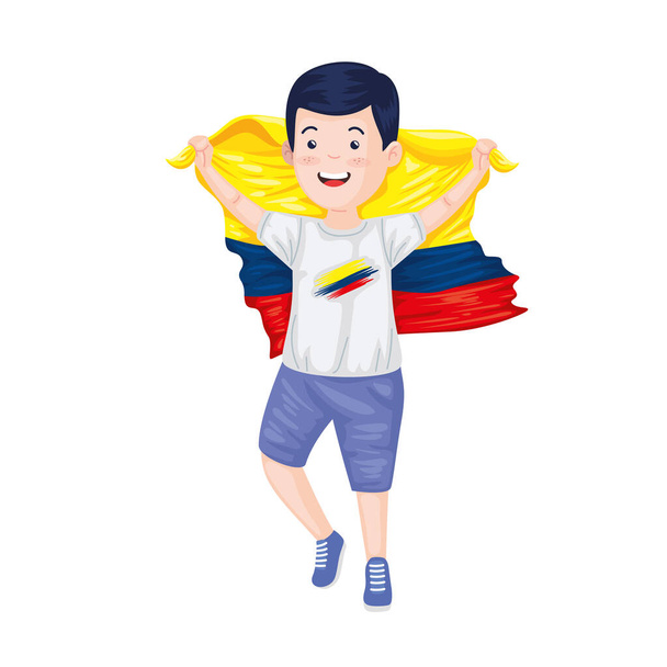 αγόρι με σημαία Κολομβίας - Διάνυσμα, εικόνα