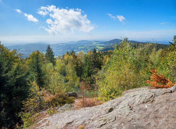 beautiful lookout from Gessingerstein to the surroundings of Deggendorf, lower bavaria hiking destination - Foto, Bild