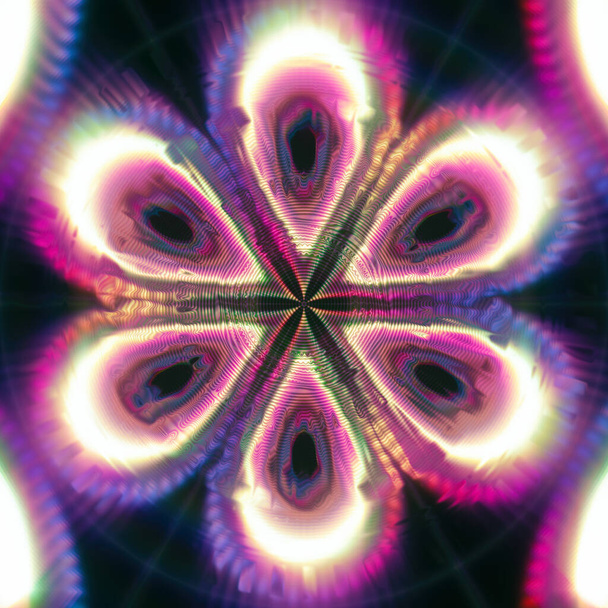 Abstrakcyjne fioletowe tło usterki techno. Cyfrowa mandala. Element projektu renderowanego - Zdjęcie, obraz