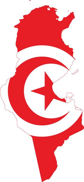 チュニジア共和国のシンプルな平らな旗の地図 - ベクター画像