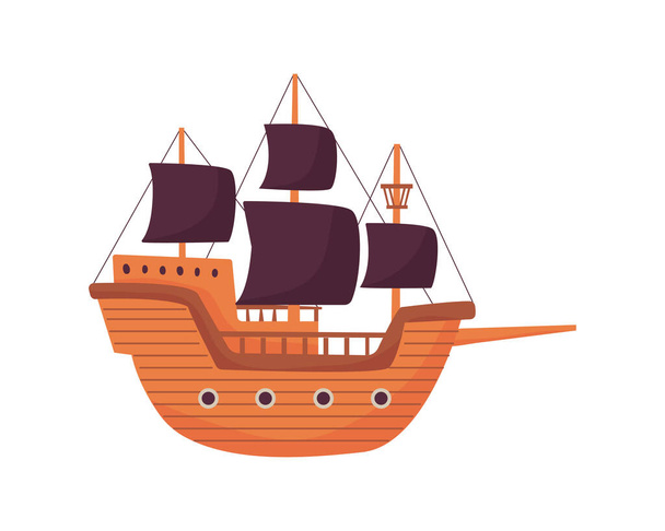 pirate wooden ship - Vector, Image