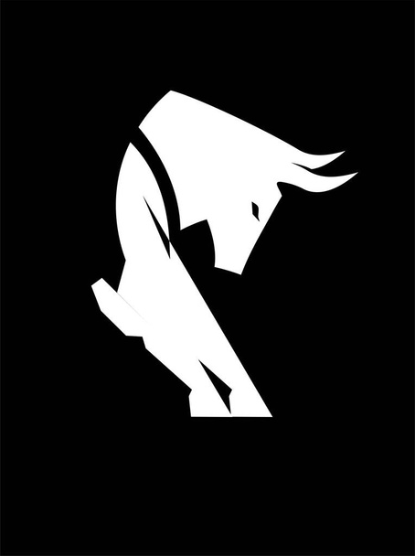 Слон дикий белый бык на черном фоне. элегантный логотип дикого быка, символизирующий силу, мужество, упорство и достоинство, подходит для корпоративных логотипов и спортивного сообщества - Вектор,изображение