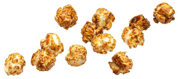 Karamell Popcorn isoliert auf weißem Hintergrund - Foto, Bild