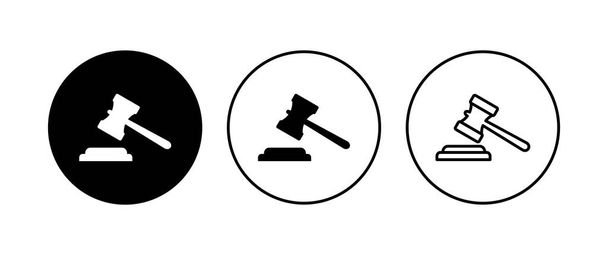 Conjunto de iconos de martillo. juez martillo icono vector. vector icono de la ley. martillo de subasta - Vector, Imagen