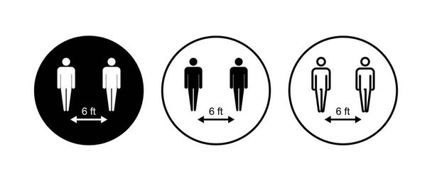 Set di icone sociali a distanza. icona di distanza sociale. segno di quarantena - Vettoriali, immagini