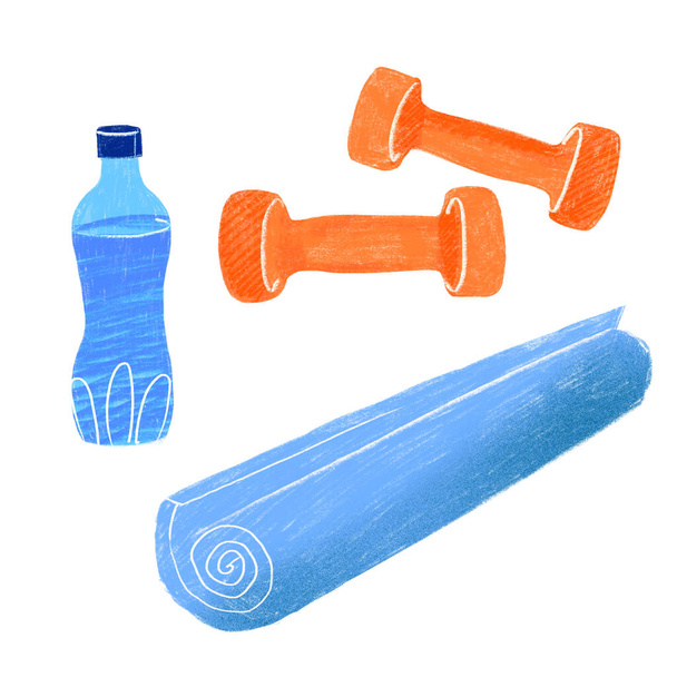 Illustration of fitness equipment isolated on white background - Photo, Image