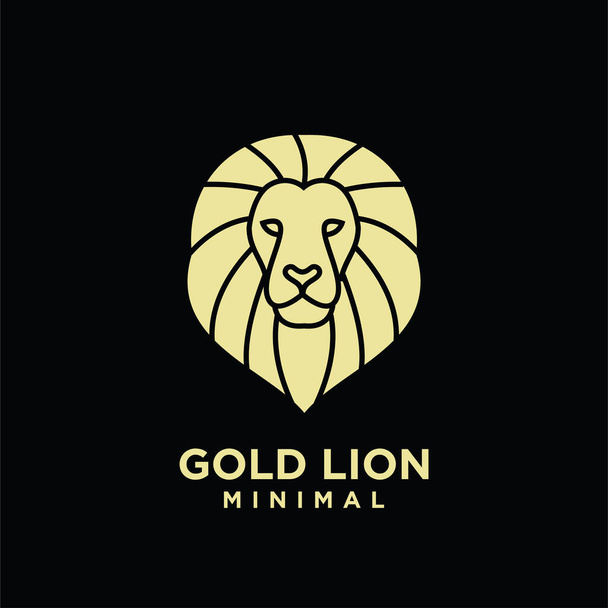 Premium or minime tête de lion vecteur logo design fond isolé - Vecteur, image