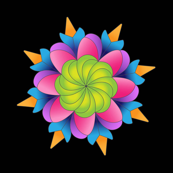Color flower pattern for scrapbooking, impression, stamp, figure carving and creative design. Flat style. - Vector, Image