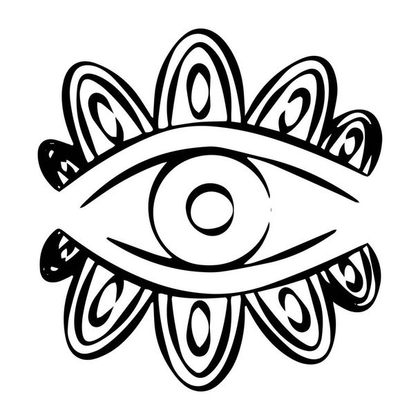 Mind Látó Szem. Providence mágikus szimbólum boho stílusban. Asztrológia, okkult és törzsi, ezoterikus és alkímia jel. Vektor - Vektor, kép