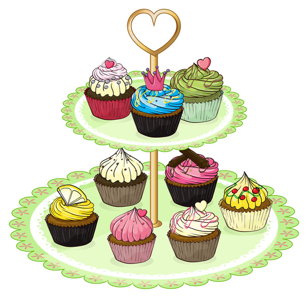 Un plateau de cupcakes avec des cupcakes
 - Vecteur, image