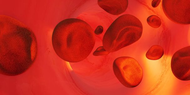 Vergroot beeld van rode bloedcellen Interne vasculaire chirurgie 3d illustratie - Foto, afbeelding