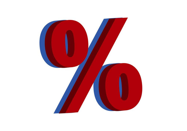 Percent symbol in red and with volume - Vector, Image