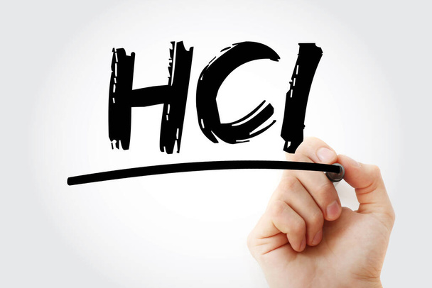 HCI - Human Computer Interface acroniem met marker, technologie concept achtergrond - Foto, afbeelding