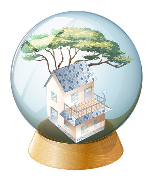 Хрустальный шар с домом
 - Вектор,изображение