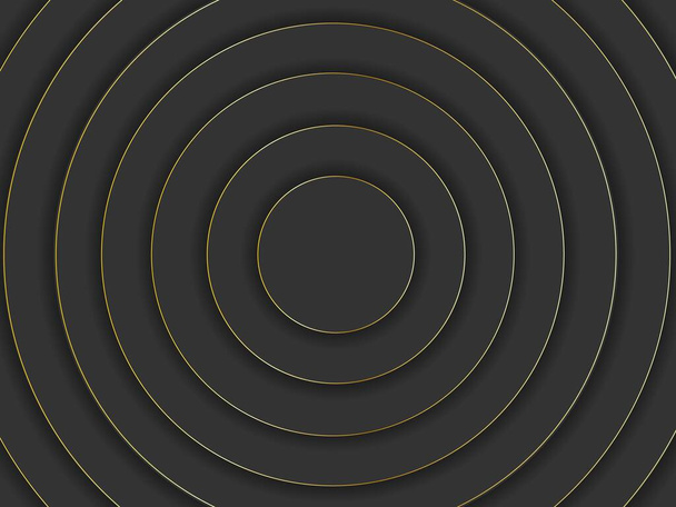 Fundo círculo abstrato preto escuro. Cenário neutro com círculos dourados. Banner do site. - Foto, Imagem