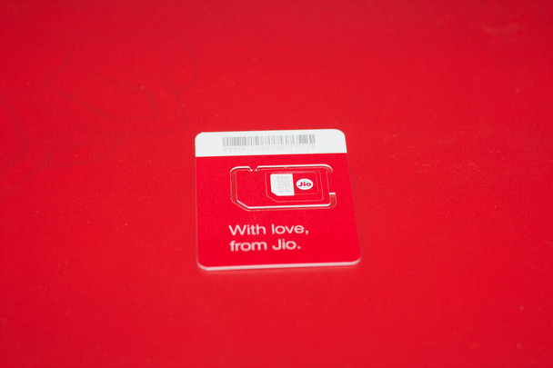 Delhi, India - May 15, 2021 : Jio SIM With Every JioFi or 4G Smartphone Background for text - Fotoğraf, Görsel