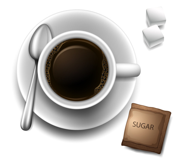 A topview of a cup with a coffee - Vector, Image