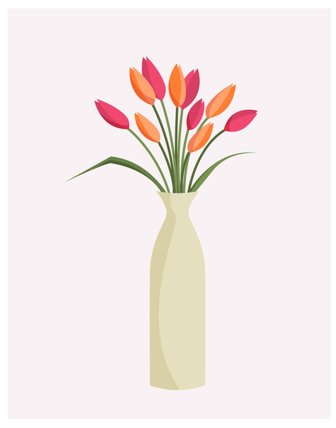 Яркие тюльпаны для поздравительной открытки - Вектор,изображение