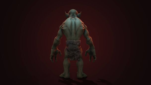 Personaje de fantasía Troll Berserker en pose épica - 3D renderizado sobre fondo oscuro - Foto, imagen