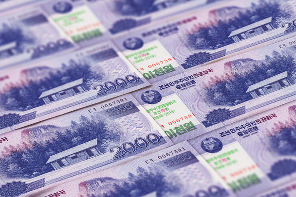 Corea del Norte ganó billetes. Dinero de Corea del Norte. Finanzas, antecedentes empresariales. Perfecto para noticias, reportajes - Foto, Imagen