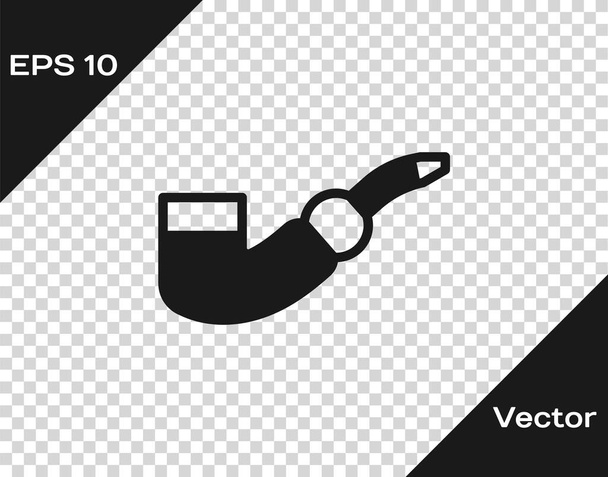 Black Smoking pipe icon isolated on transparent background. Tobacco pipe.  Vector. - Vector, Image