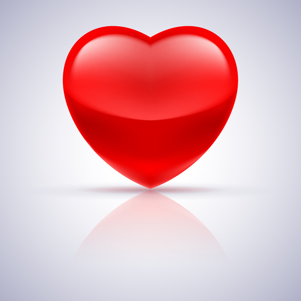Glossy red heart on grey - Vector, Imagen