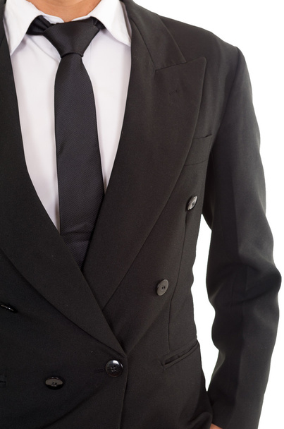 hispanic man in a  black suit - Zdjęcie, obraz
