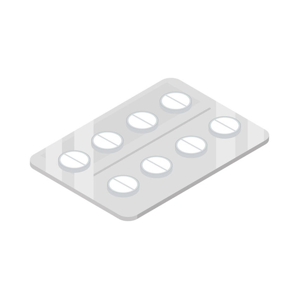 isometrische pillen voor medische verpakking - Vector, afbeelding