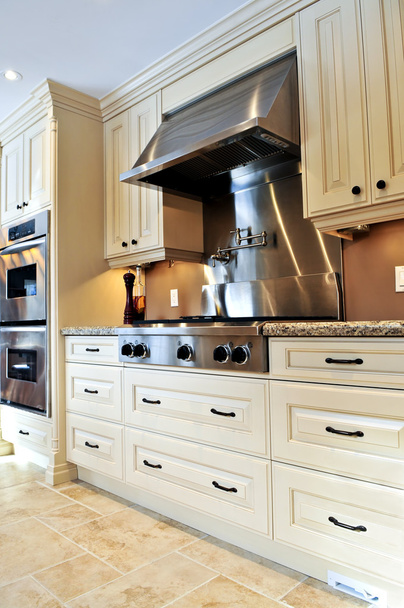 Interior of modern luxury kitchen with stainless steel appliances - Fotografie, Obrázek