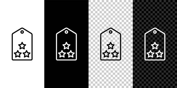 Ustaw linię Ikona rangi wojskowej izolowana na czarno-białym, przezroczystym tle. Znak wojskowej odznaki. Wektor - Wektor, obraz