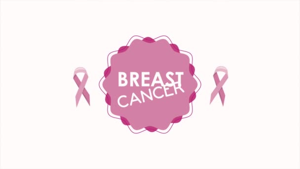 κινουμένων σχεδίων ευαισθητοποίησης του καρκίνου του μαστού με κορδέλες και δαντέλα - Πλάνα, βίντεο