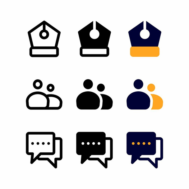 conjunto de iconos de vectores con tres estilos para presentación, banner y redes sociales - Vector, imagen