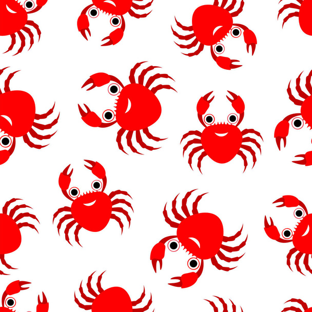 seamless pattern with red crabs on white - ベクター画像