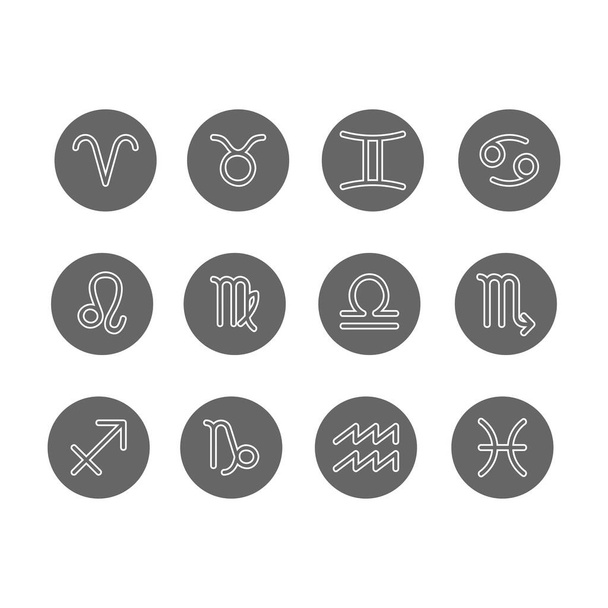 astrologische iconen ingesteld. eenvoudige illustratie van horoscoopvectortekens - Vector, afbeelding