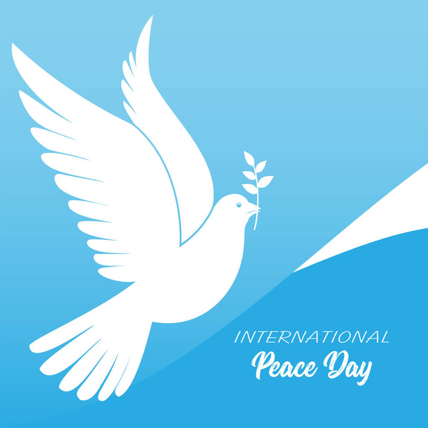 kyyhkynen sinisellä taustalla, vektori kuva, kansainvälinen rauhanpäivä käsite - Vektori, kuva
