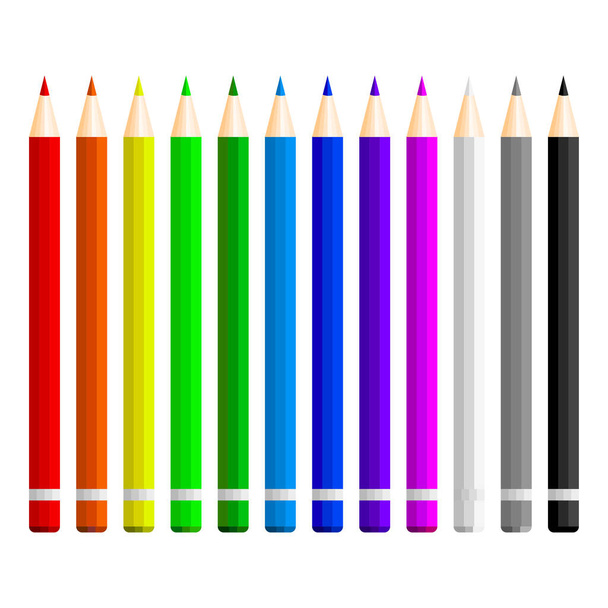 set of colored pencils on a white background. vector illustration - Vector, Image