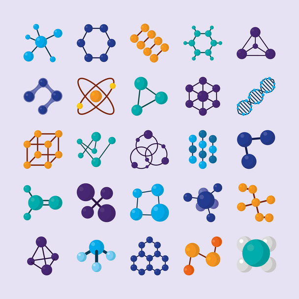 conjunto de ícones moléculas - Vetor, Imagem
