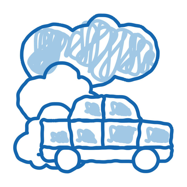Carro Co2 Carbonic Oxide Air esboço ícone vetor. Mão desenhado azul doodle linha arte isolado símbolo ilustração - Vetor, Imagem