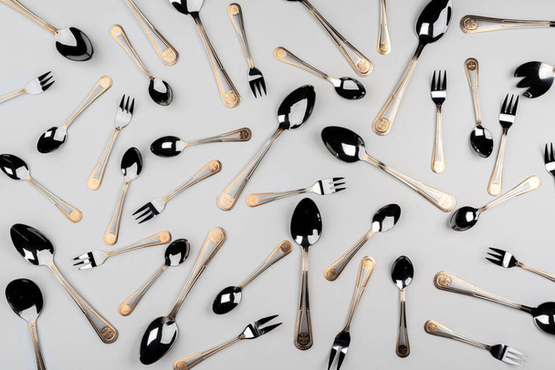 Background of cutlery, set of cutlery on white background - Foto, Bild