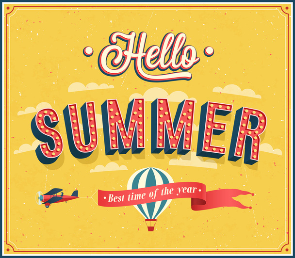 Hello summer typographic design. - Vector, Image
