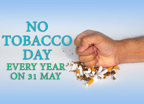 Σύμβολο, Παγκόσμια Ημέρα κατά του Καπνίσματος λαμβάνει χώρα σε όλο τον κόσμο στις 31 Μαΐου κάθε χρόνο. Στοχεύει στην προώθηση της αποχής όλων των μορφών κατανάλωσης καπνού για 24 ώρες σε όλο τον κόσμο. Θολή φόντο - Φωτογραφία, εικόνα