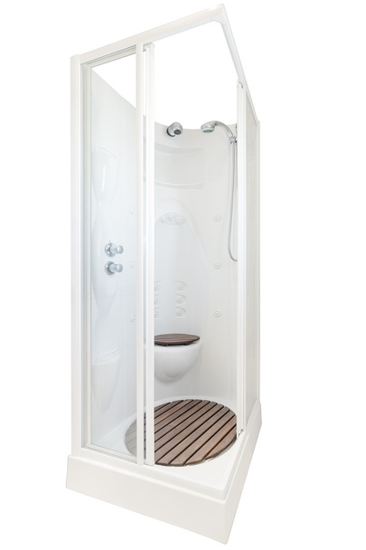 Elegant shower cabin bathroom. Isolated on white background. - Фото, зображення